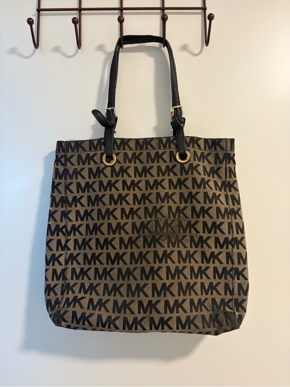 Michael Kors Brown and Black MK Logo Tote